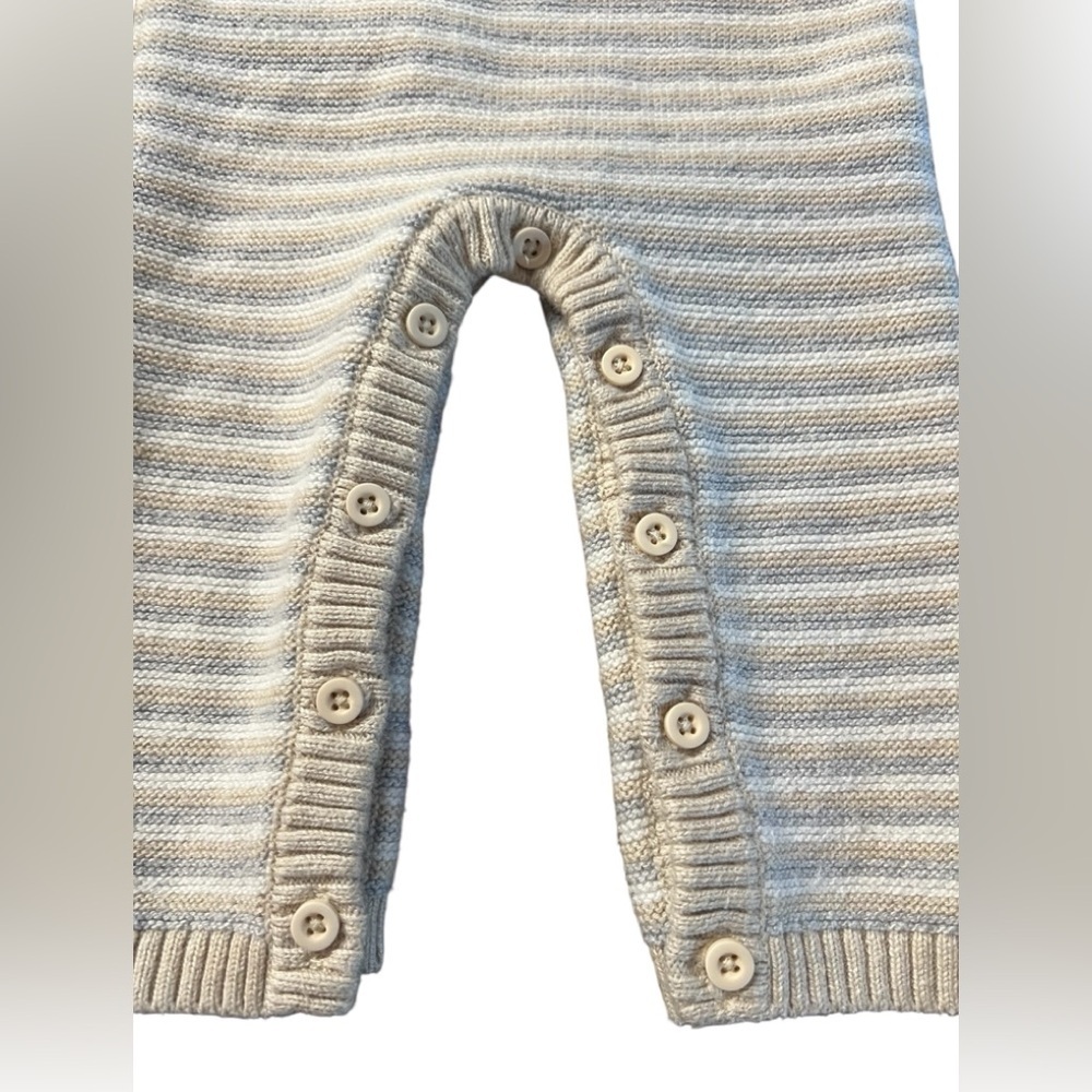 Janie and Jack Light Tan, Gray & White Striped Onsie Sweater Outfit - Picture 4 of 7